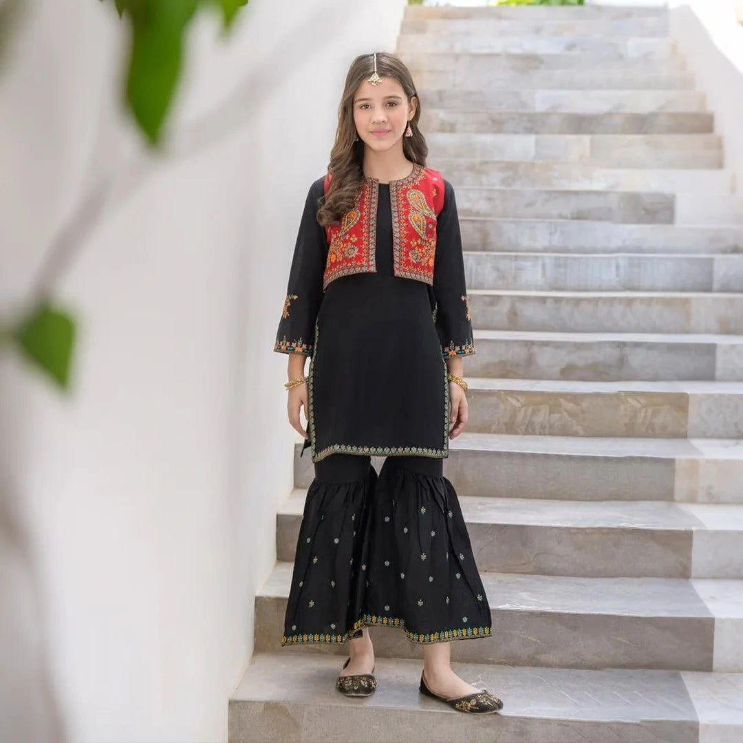 Nivah - Embroidered Gharara Kids Suit