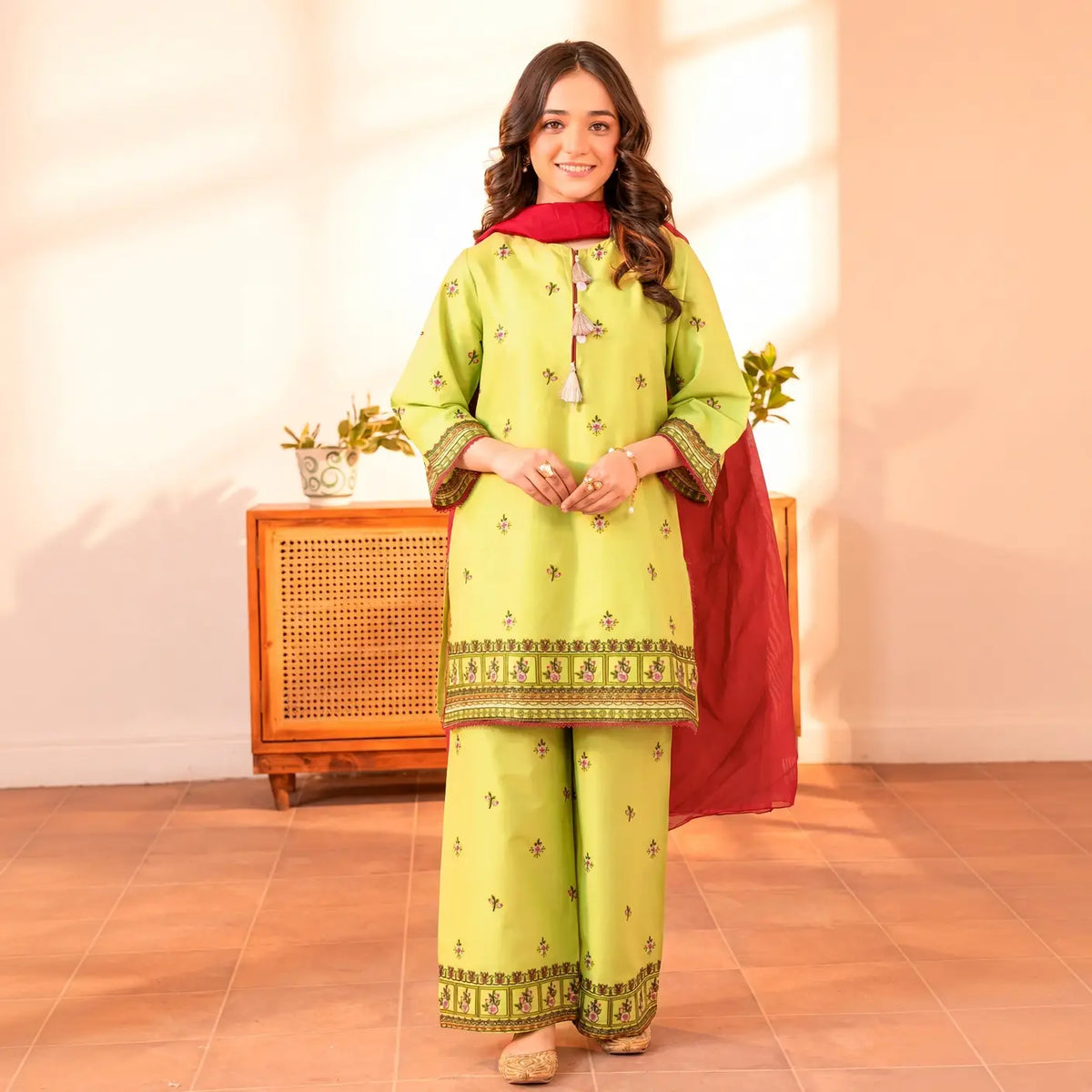 Parizad - Floral Embroidered - 3 Piece Kids Set