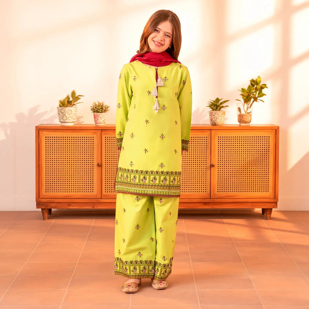 Parizad - Floral Embroidered - 3 Piece Kids Set