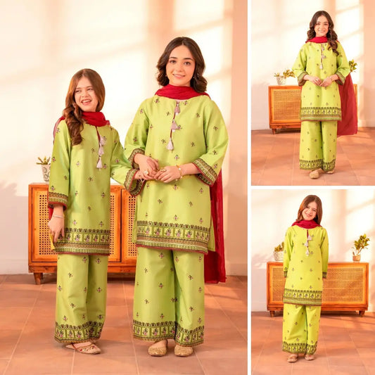 Parizad - Floral Embroidered - 3 Piece Kids Set
