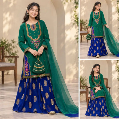 Khadija-Embroidered-4 Piece Kids Set