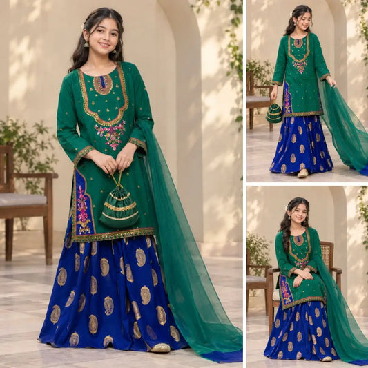 Khadija-Embroidered-4 Piece Kids Set