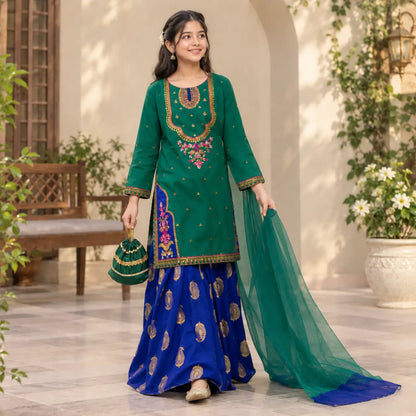 Khadija-Embroidered-4 Piece Kids Set