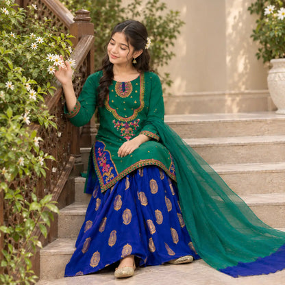Khadija-Embroidered-4 Piece Kids Set