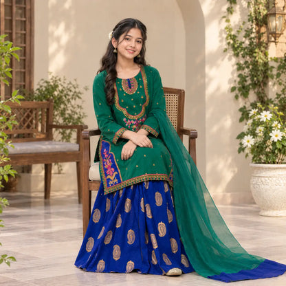Khadija-Embroidered-4 Piece Kids Set