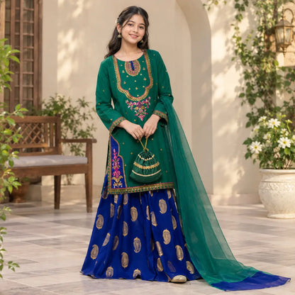 Khadija-Embroidered-4 Piece Kids Set