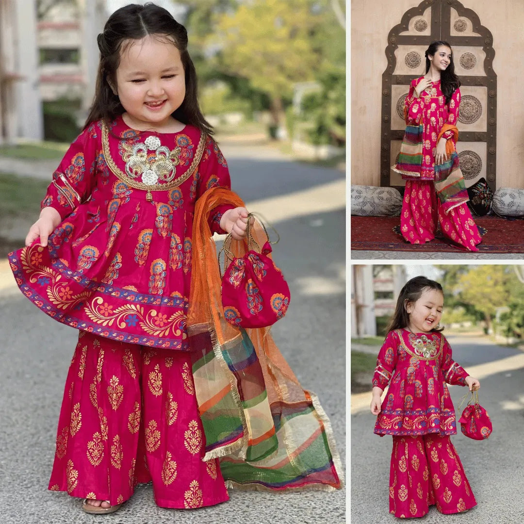 Saanvi-Floral Print-4 Piece Kids Set