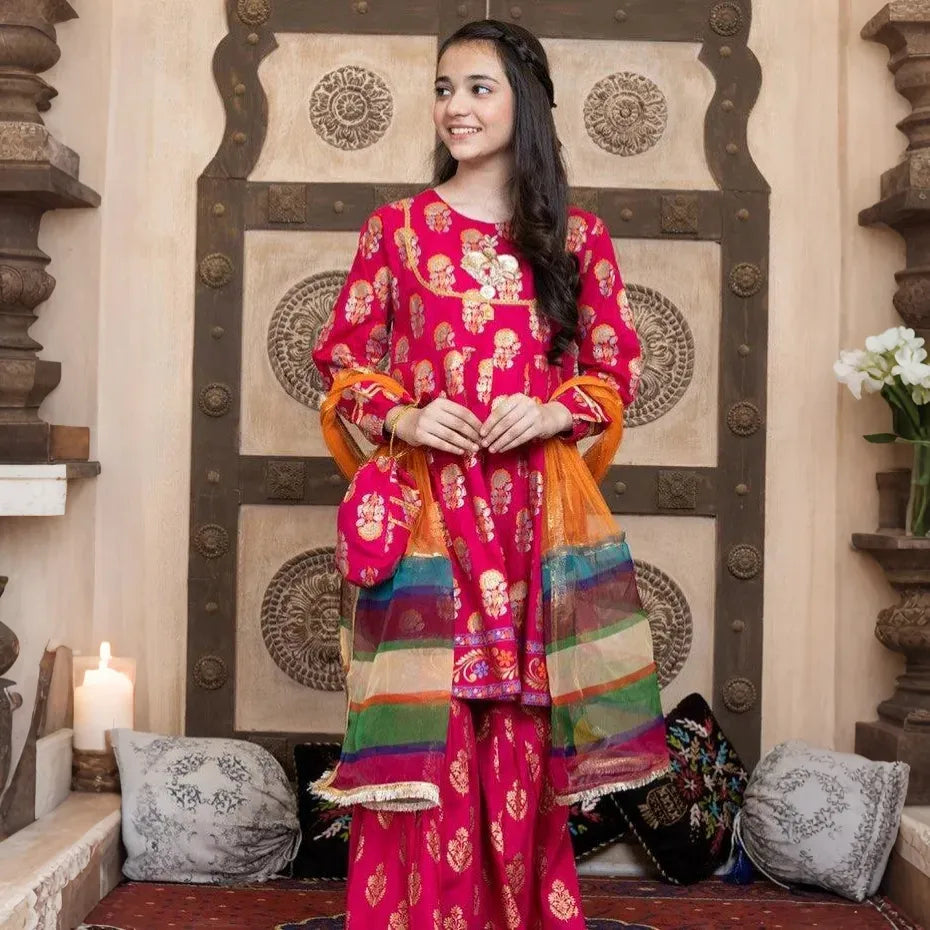 Saanvi-Floral Print-4 Piece Kids Set