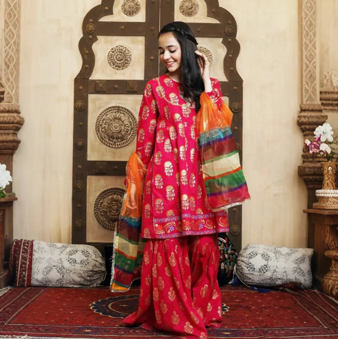 Saanvi-Floral Print-4 Piece Kids Set