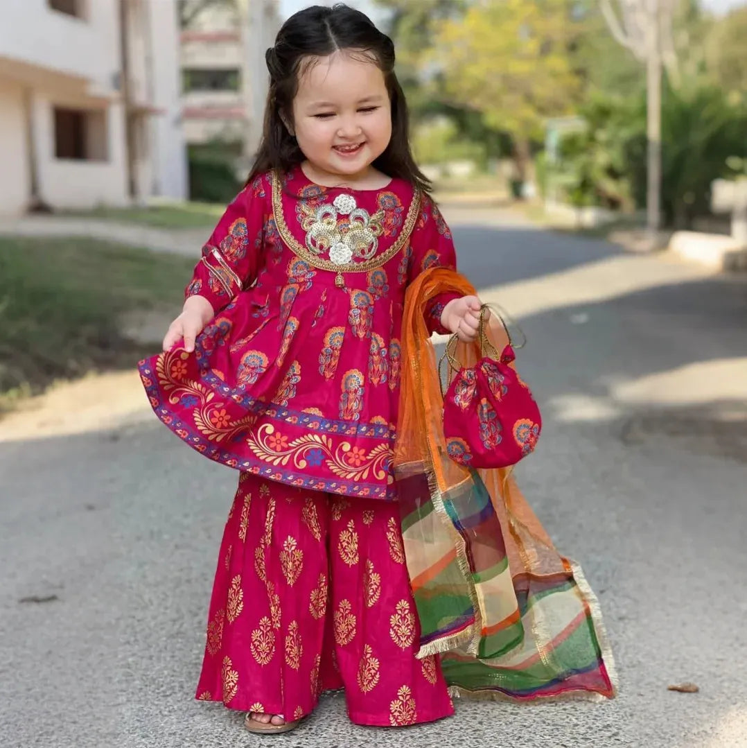 Saanvi-Floral Print-4 Piece Kids Set