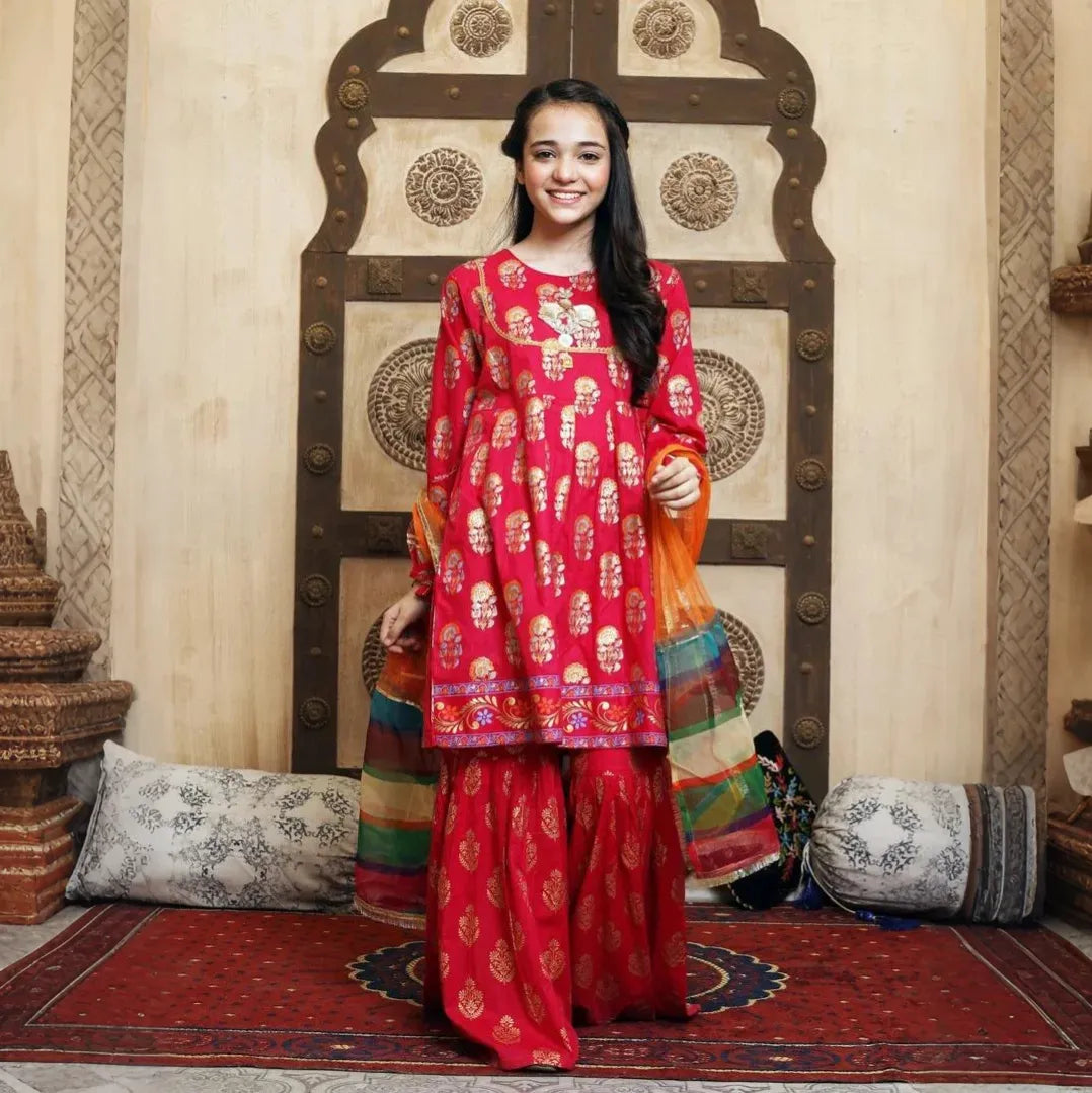 Saanvi-Floral Print-4 Piece Kids Set