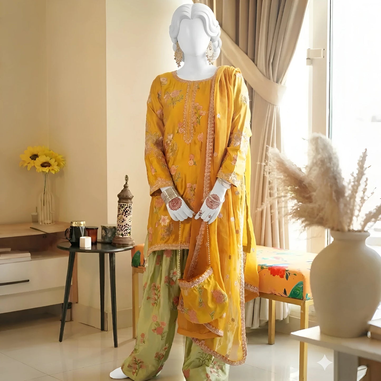 Saba-Embroidered Farshi-4 Piece Set
