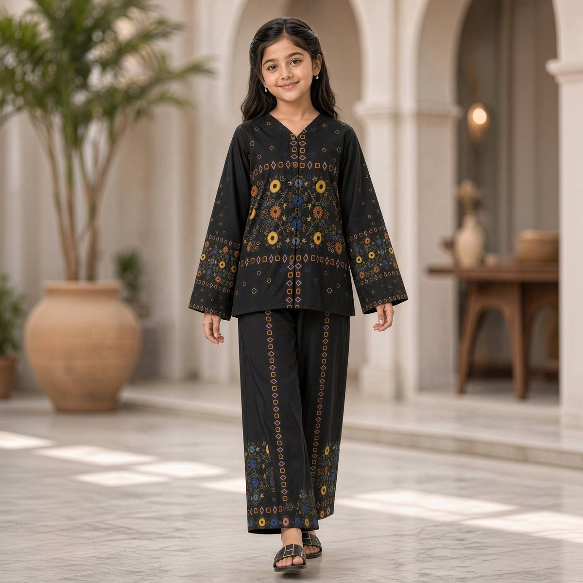Sadaf-Floral Print-2 Piece Kids Set