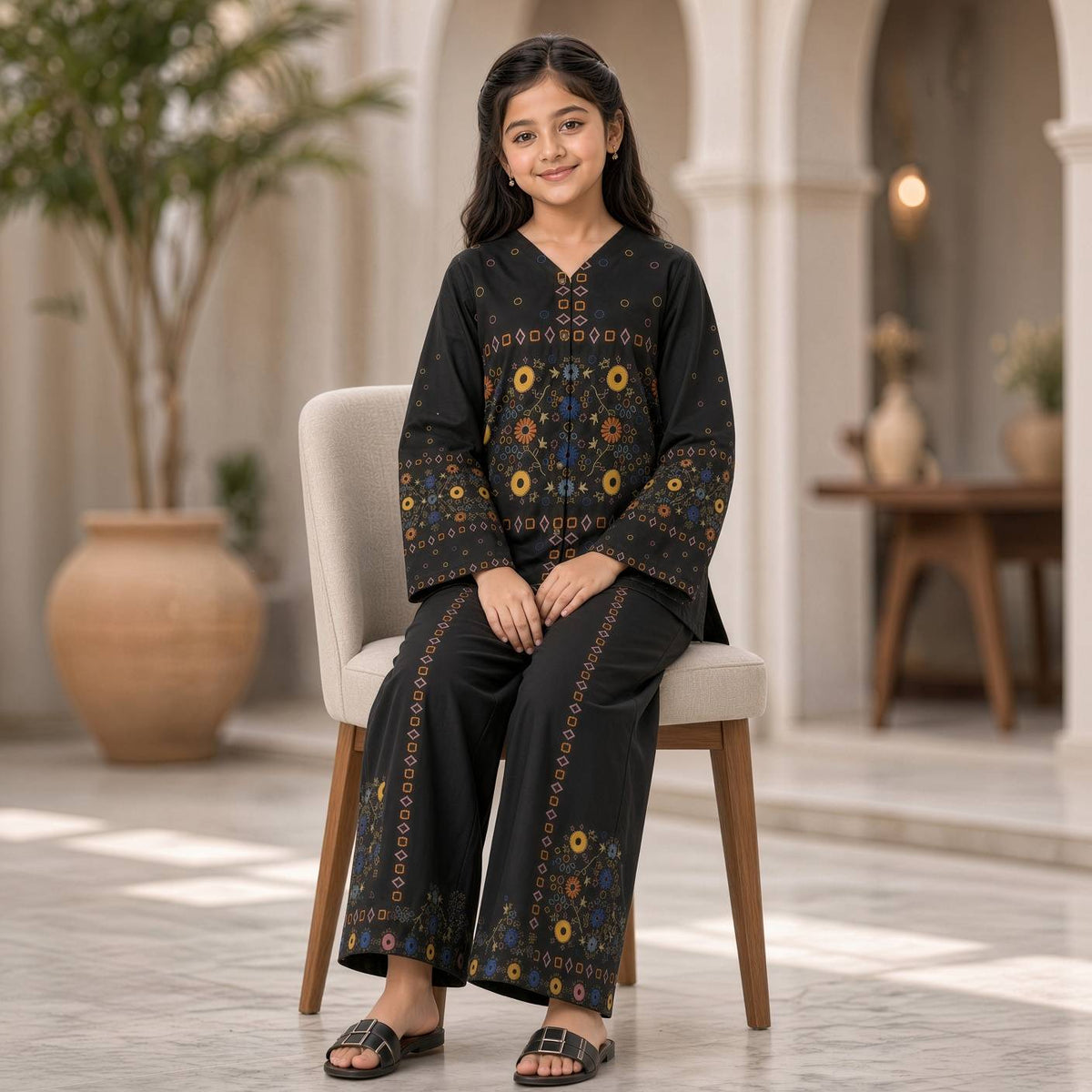 Sadaf-Floral Print-2 Piece Kids Set