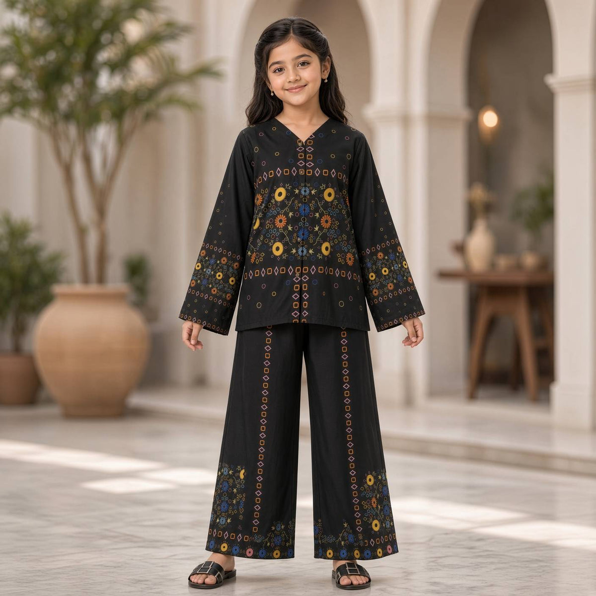 Sadaf-Floral Print-2 Piece Kids Set