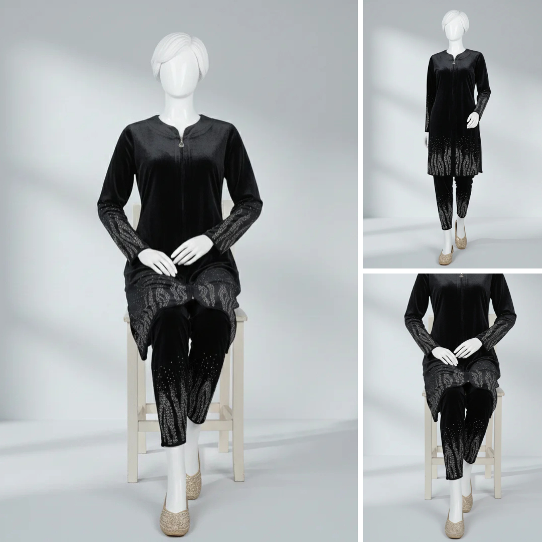 Black - Premium Velvet Co-Ord Set
