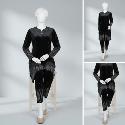 Black - Premium Velvet Co-Ord Set