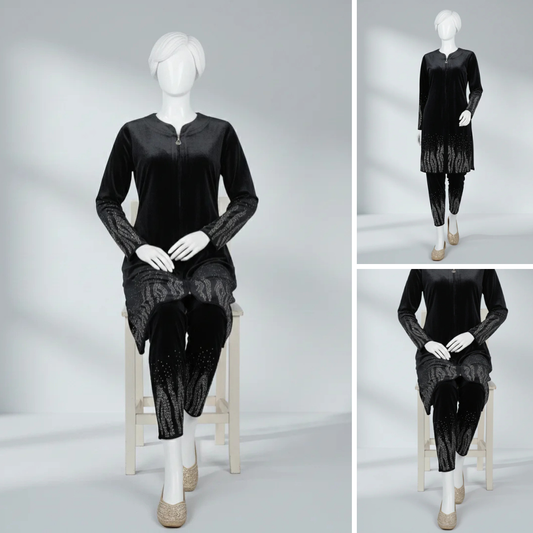 Black - Premium Velvet Co-Ord Set