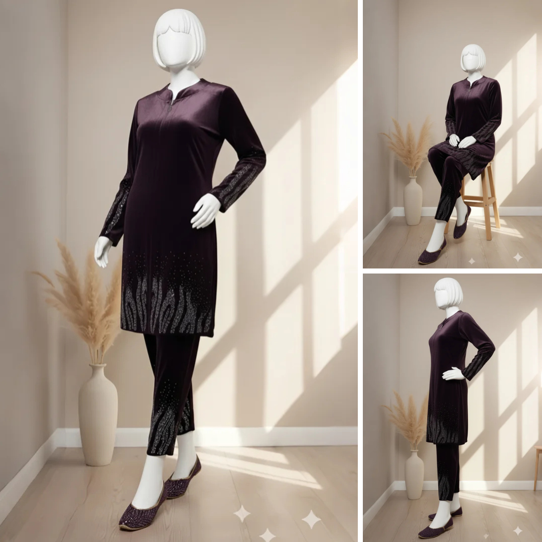 Wine - Premium Velvet Co-Ord Set