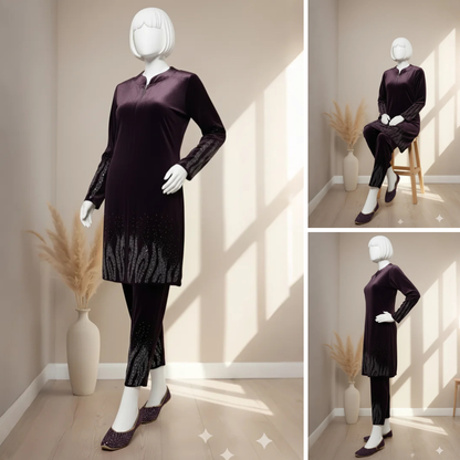 Wine - Premium Velvet Co-Ord Set