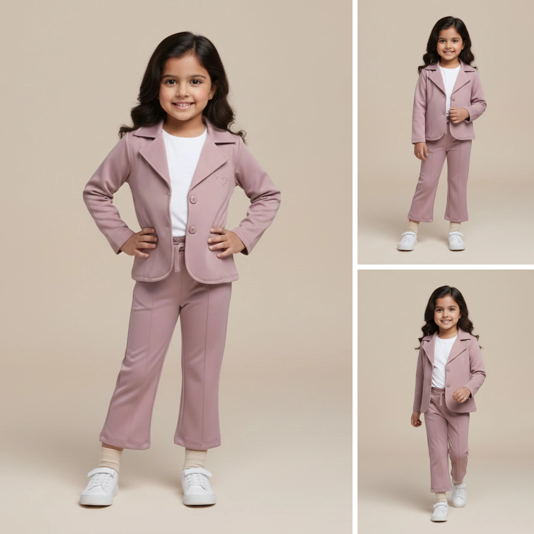 Pink Premium Kids Girls Blazer Set