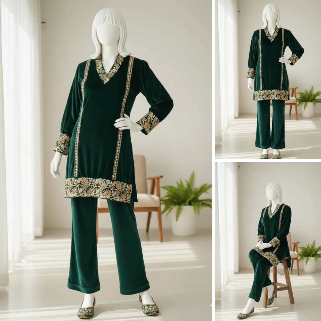 Sea Green-Luxury Velvet Winter Co-Ord Set