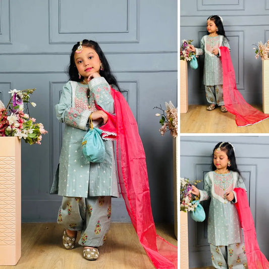 Tooba-Embroidered-4 Piece Kids Set