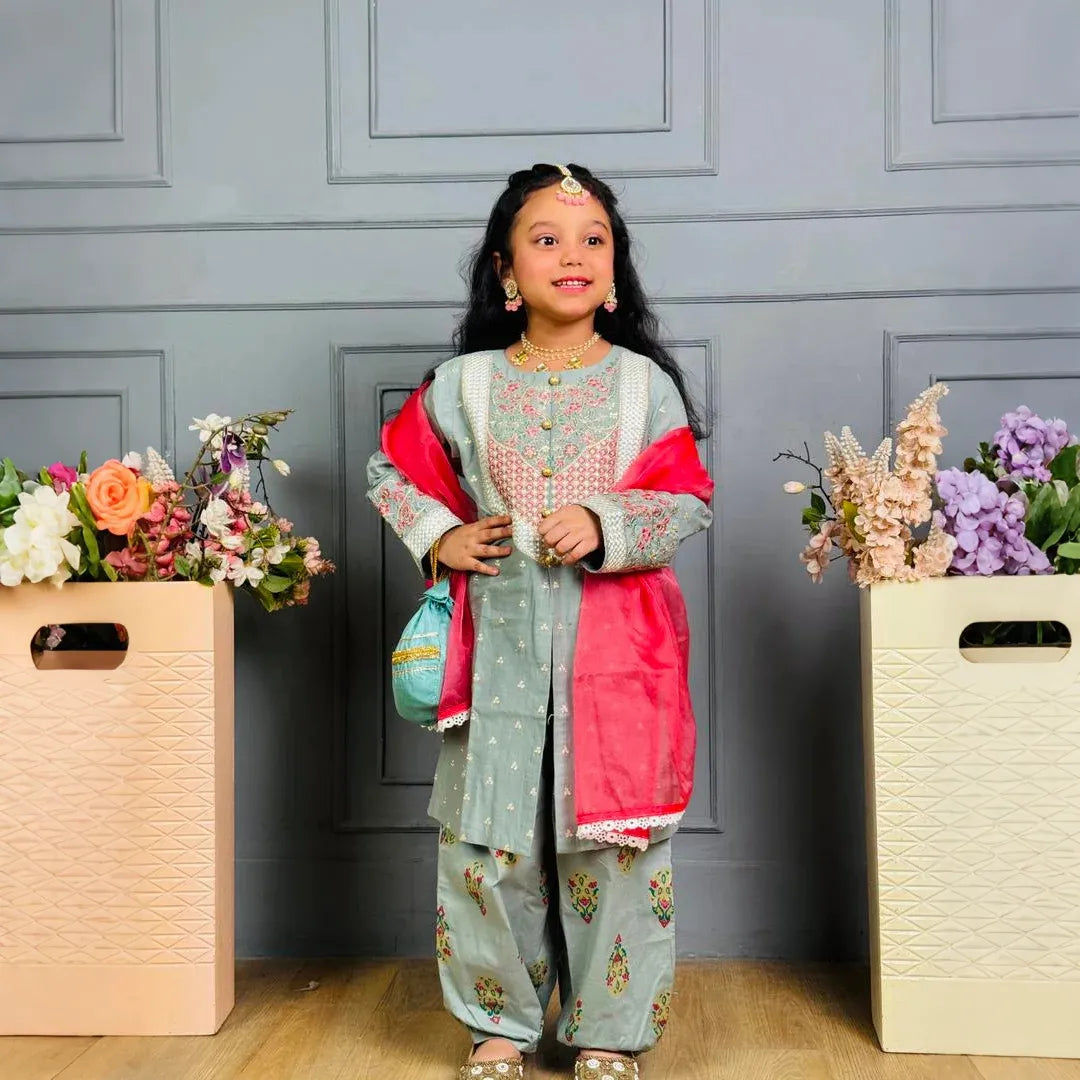 Tooba-Embroidered-4 Piece Kids Set