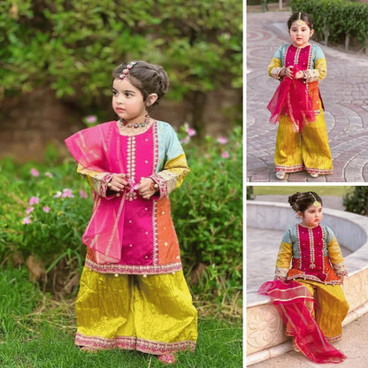 Tulip-Embroidered Sharara-3 Piece Set