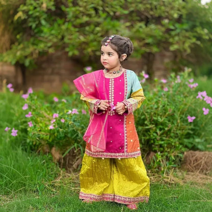 Tulip-Embroidered Sharara-3 Piece Set