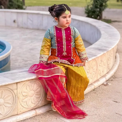 Tulip-Embroidered Sharara-3 Piece Set