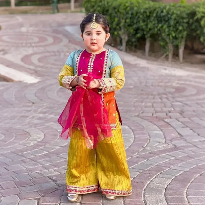 Tulip-Embroidered Sharara-3 Piece Set