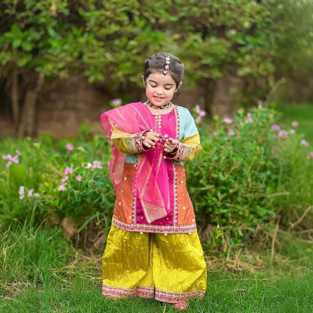 Tulip-Embroidered Sharara-3 Piece Set