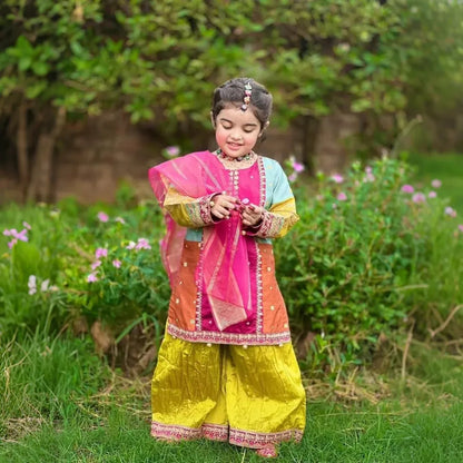 Tulip-Embroidered Sharara-3 Piece Set