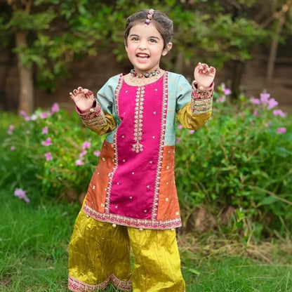 Tulip-Embroidered Sharara-3 Piece Set