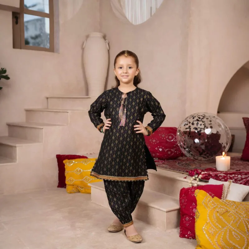 Bawri - Golden Printed Kids Suit