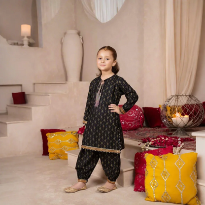 Bawri - Golden Printed Kids Suit