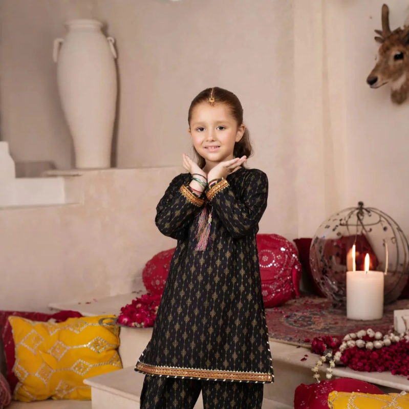 Bawri - Golden Printed Kids Suit