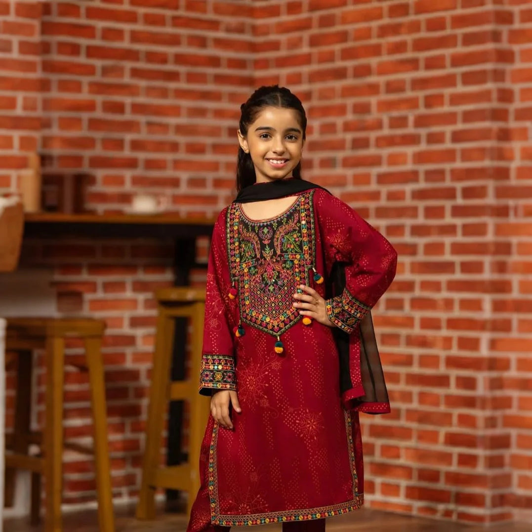 Kiyana - Embroidered Kids’ Cotton Suit Set