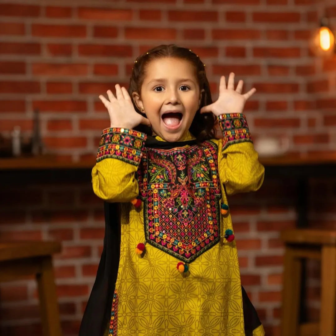 Meera - Embroidered Kids’ Cotton Suit Set