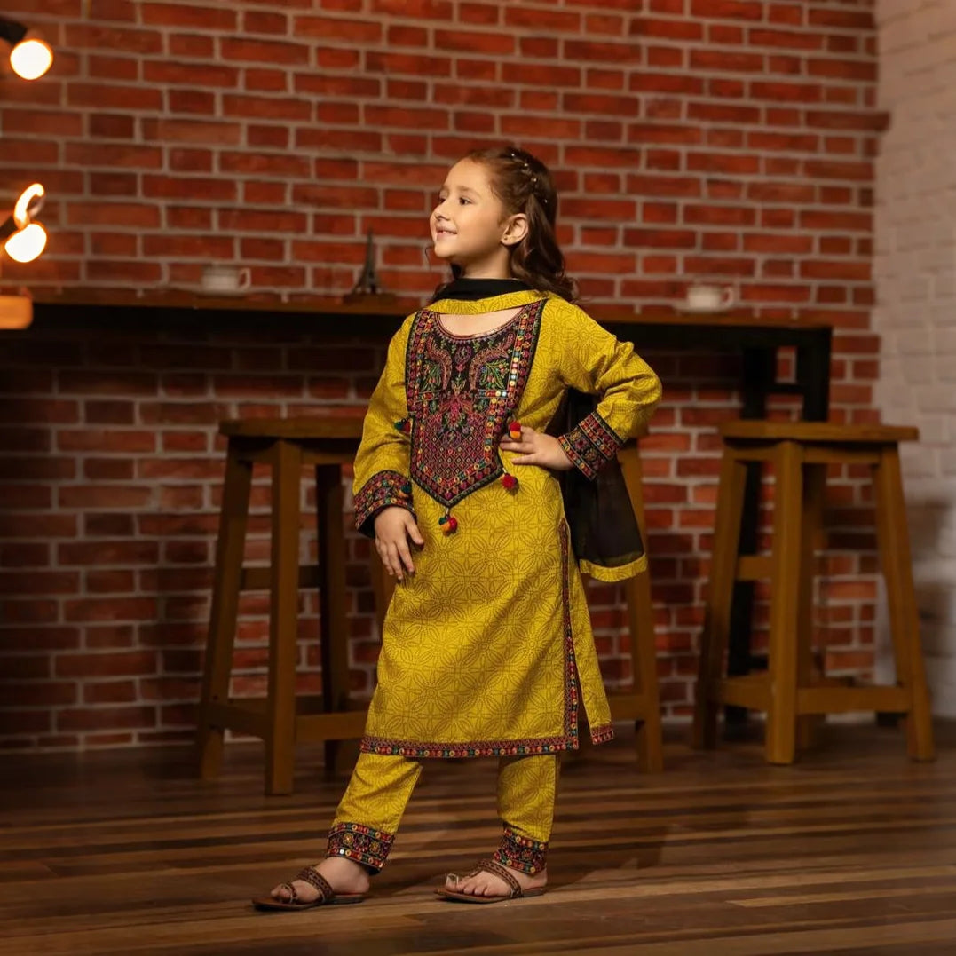 Meera - Embroidered Kids’ Cotton Suit Set