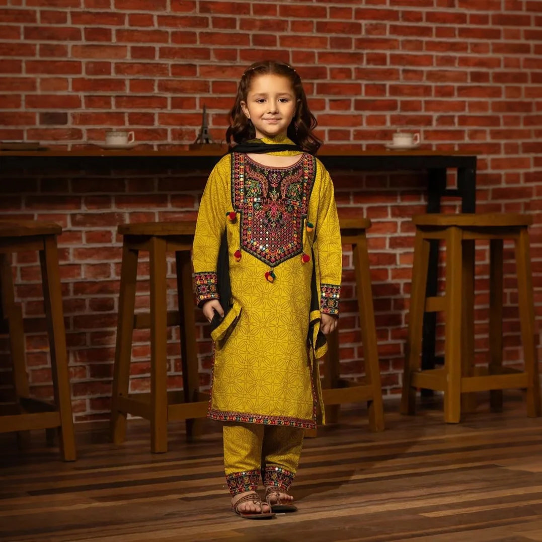 Meera - Embroidered Kids’ Cotton Suit Set