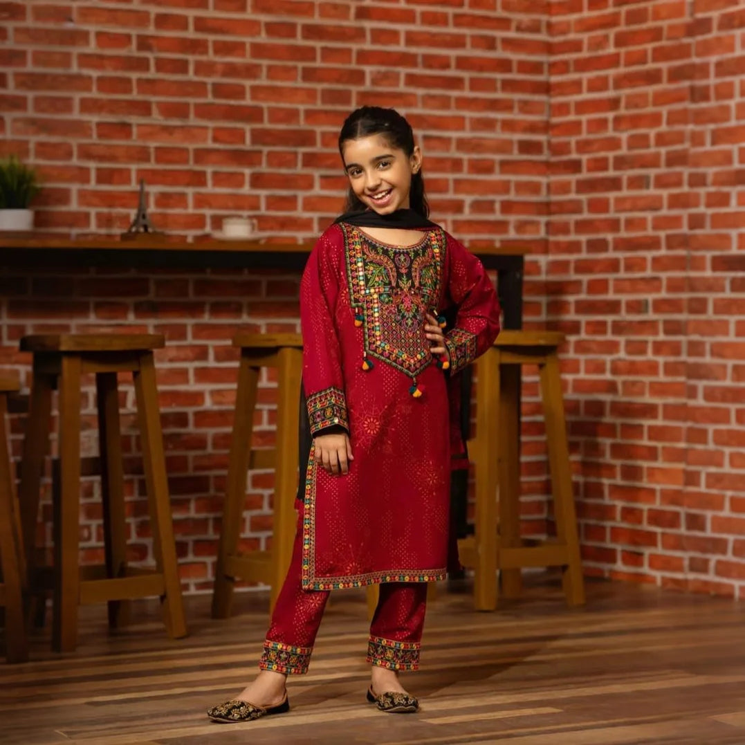 Kiyana - Embroidered Kids’ Cotton Suit Set