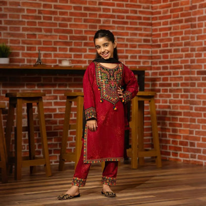 Kiyana - Embroidered Kids’ Cotton Suit Set