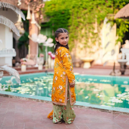 Kesari-Embroidered Farshi-3 Piece Kids Set
