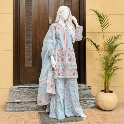 Yumna Floral Embroidered 3 Piece Set.
