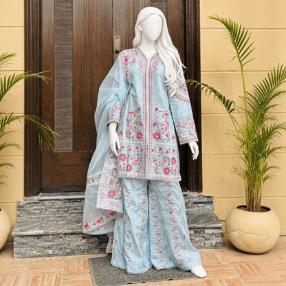 Yumna Floral Embroidered 3 Piece Set.