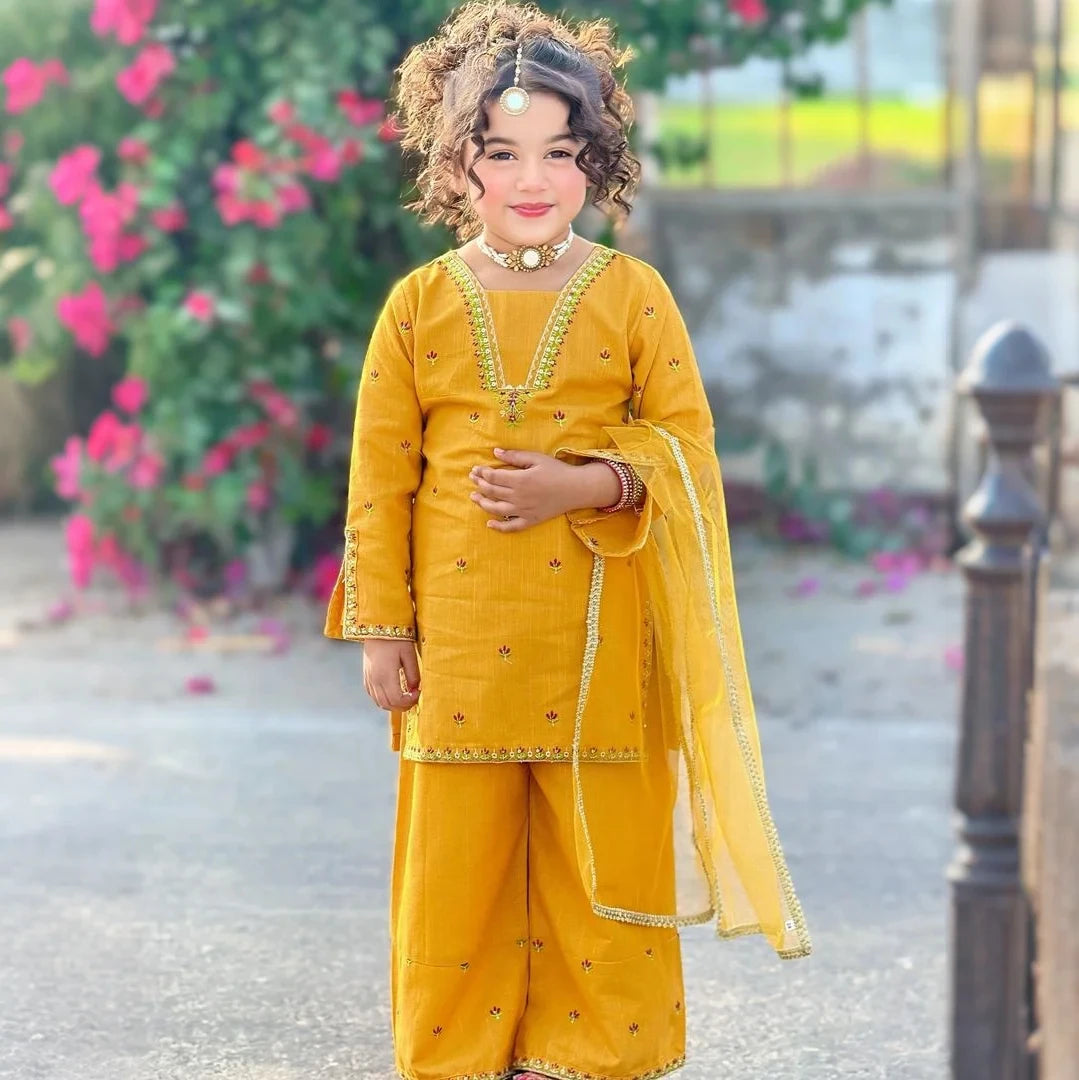 Zainab-Embroidered-3 Piece Kids Set