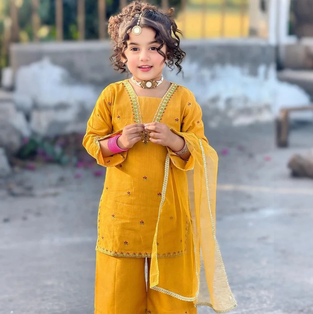 Zainab-Embroidered-3 Piece Kids Set