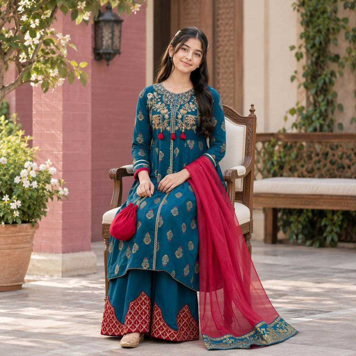 Zareen-Floral Print-4 Piece Kids Set